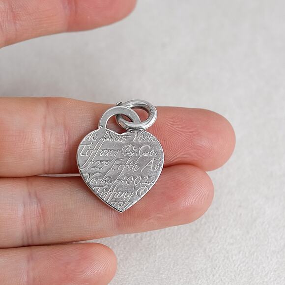 Tiffany & Co. Jewelry - Tiffany & Co Notes Cursive Heart Tag Charm Sterling Silver Authentic 1" 6g